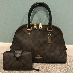 Coach Katy Satchel Signature with matching Signature Wallet